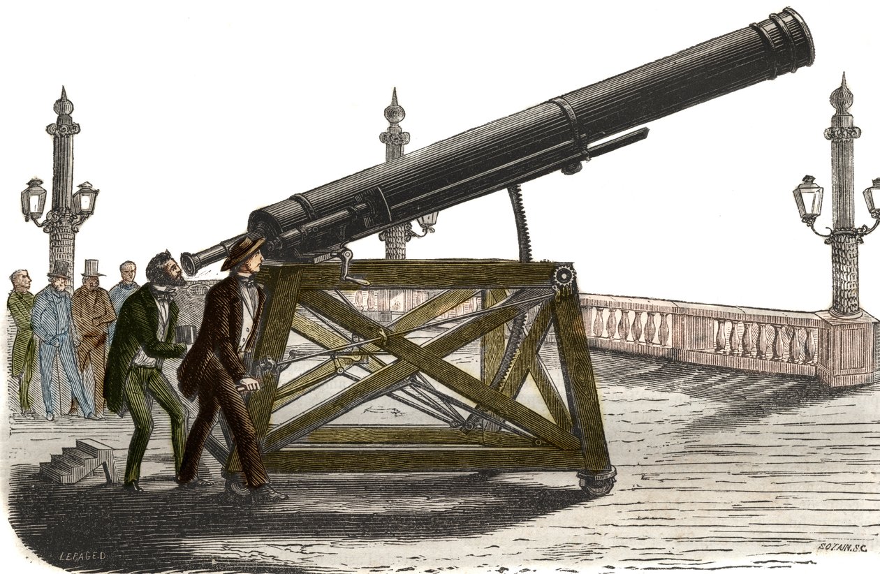 Astronomisk ramme av M. Queslins Place de la Concorde i Paris. Gravering fra 1857 i "" Le Musee Des Sciences"" av Unknown artist