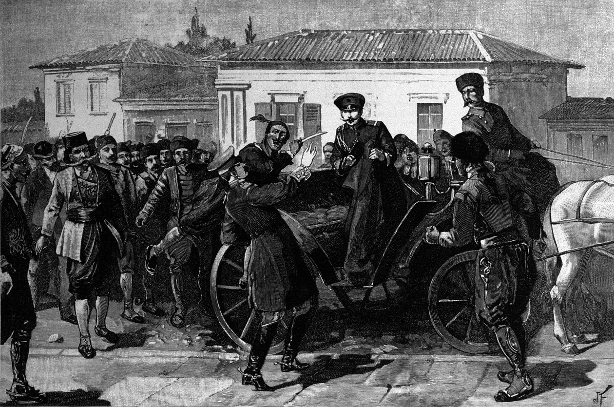 Angrep på prins Ferdinand I (tsaren av Bulgaria) (1861-1948) av Unknown artist
