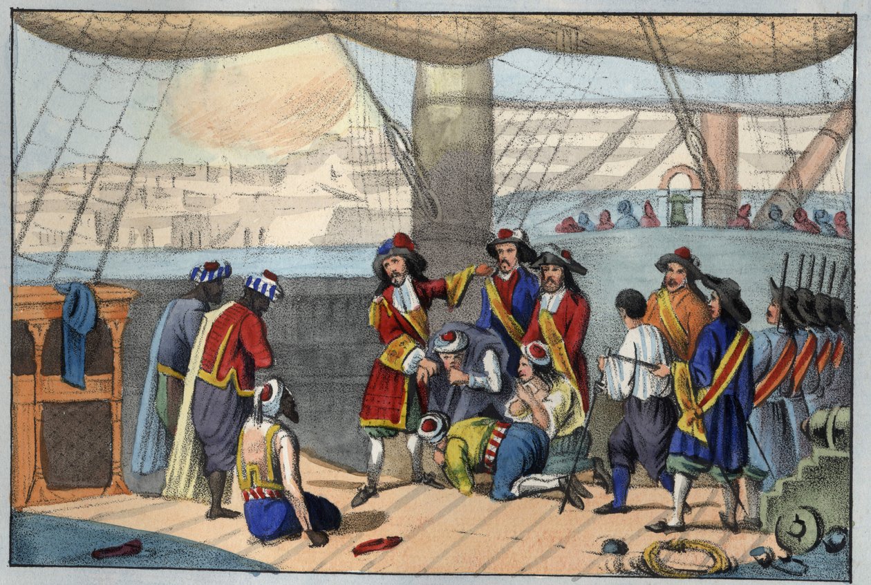 August 1682: bombing av Alger av Duquesne. (Abraham, Marquis Duquesne av Unknown artist