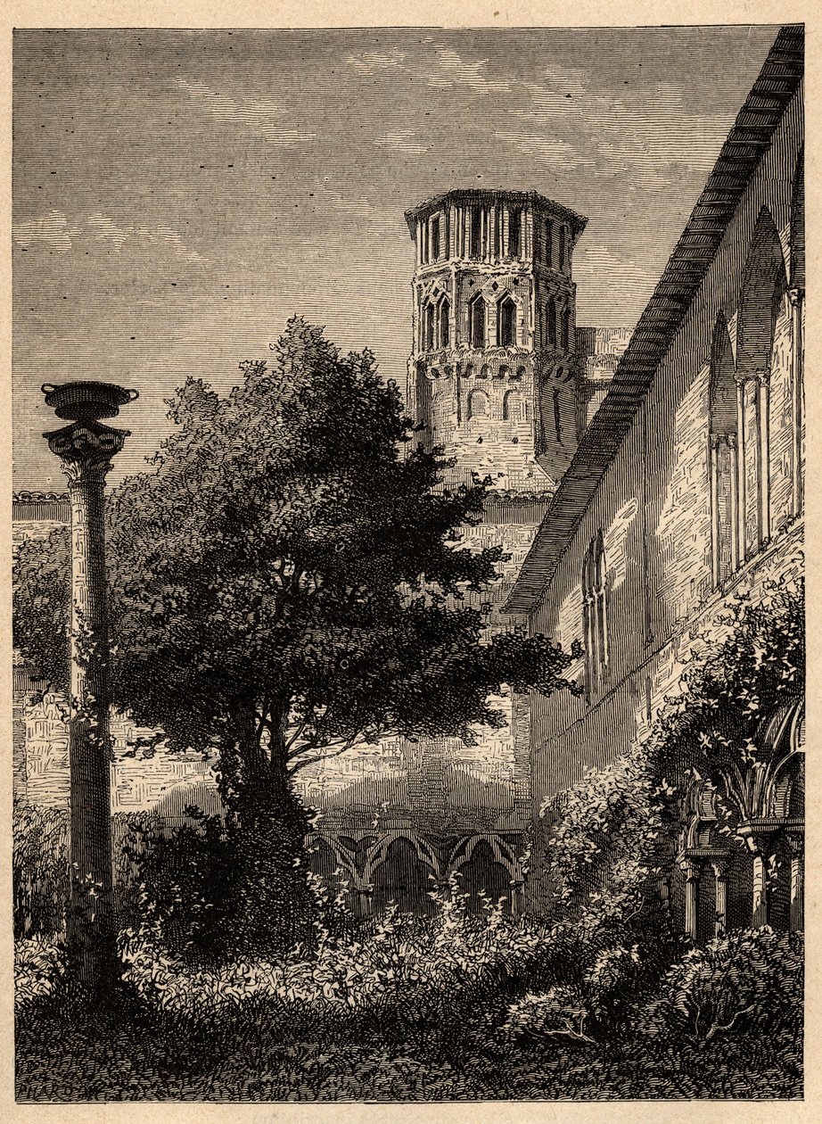 Augustinerkloster (Toulouse) - Le cloitre des Augustins à Toulouse - gravering i "" PATRIE" - PINTUREQUIREQUE BESKRIVELSE AV FRANKRIKE I 6 BIND AV LUCIEN HUARD - slutten av 1800-tallet av Unknown artist