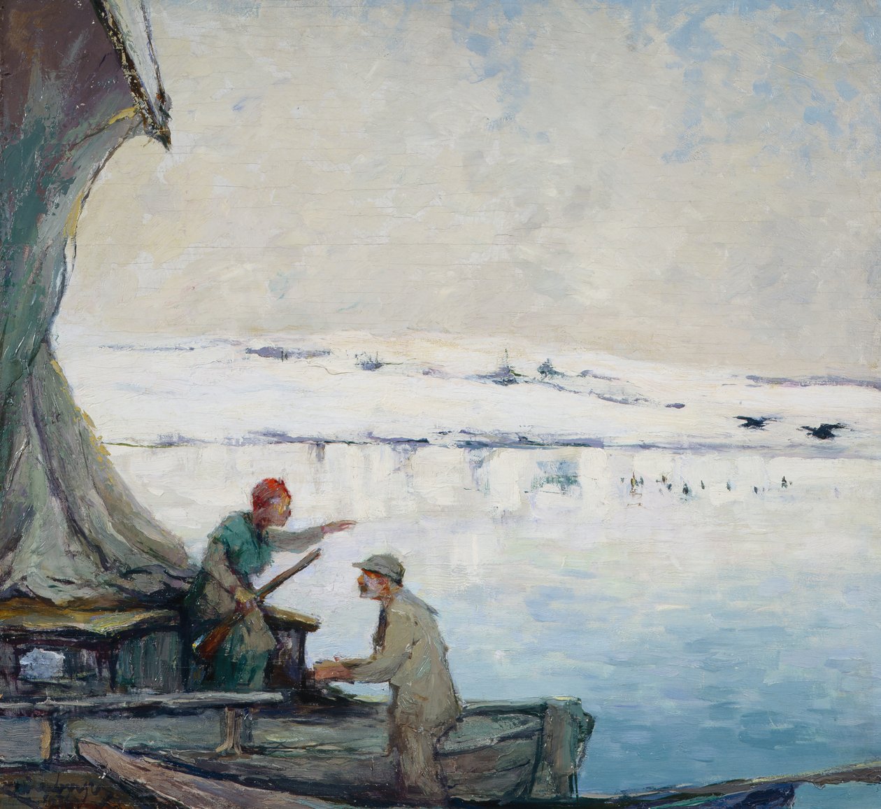 Alkefugler ved fjorden av Unknown Artist