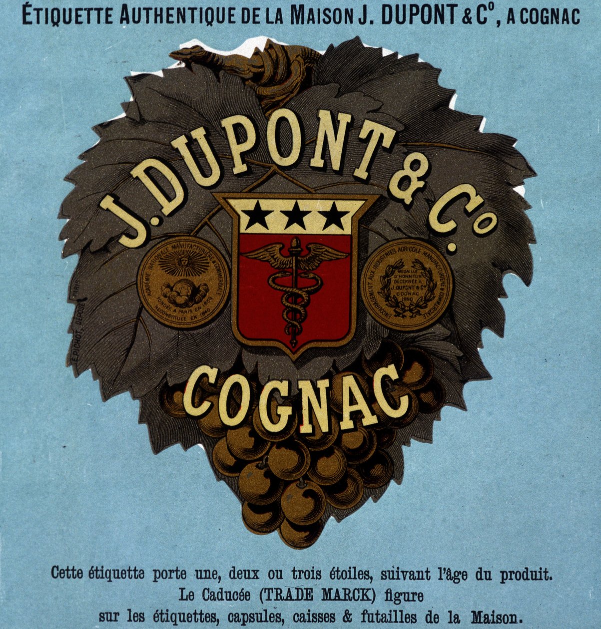Autentisk etikett av J. Dupont & C¡, Cognac. 1882-utgaven av Unknown artist