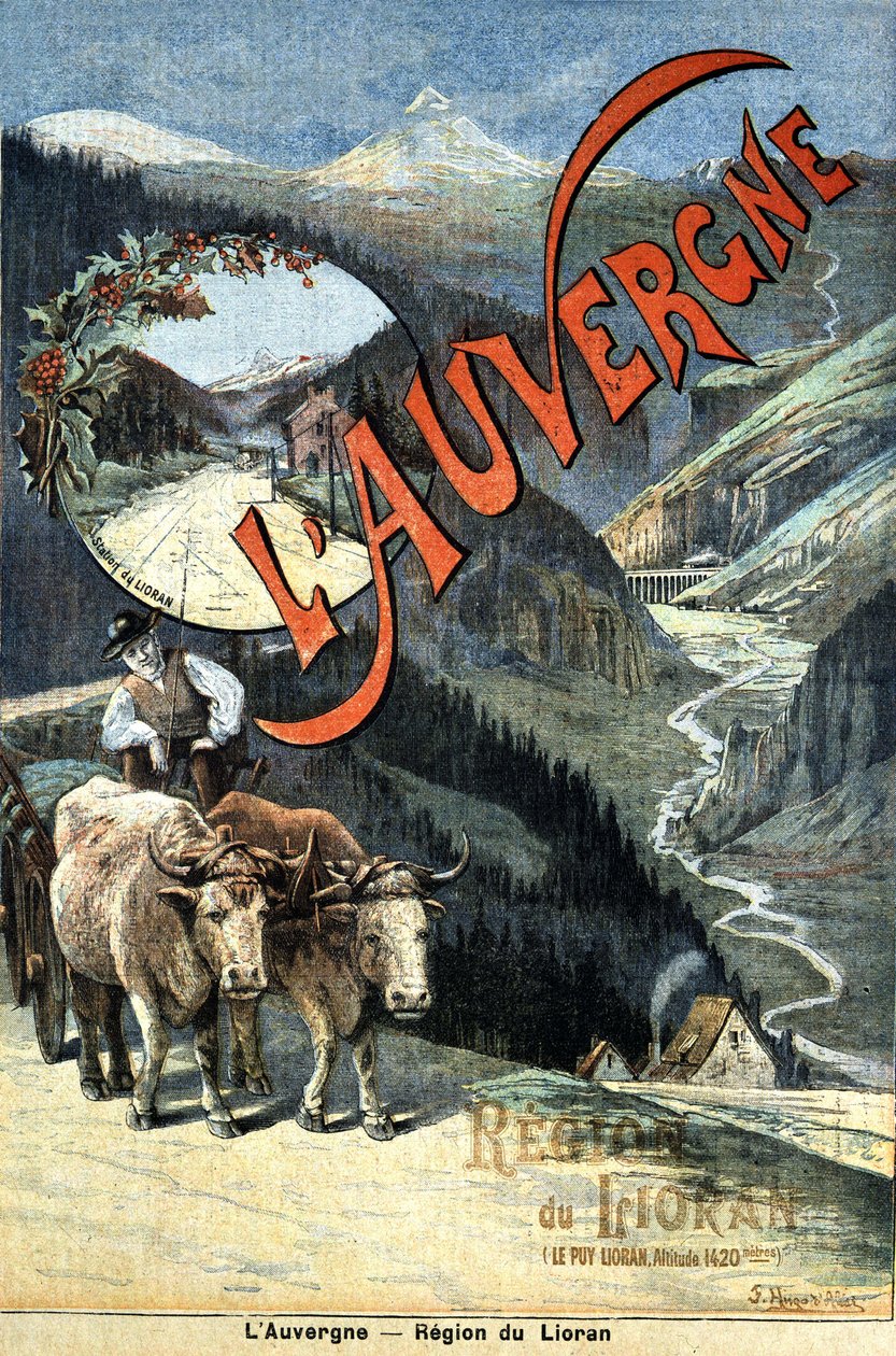 Auvergne-fjellene, Lioran-regionen, turistreklame, slutten av 1800-tallet av Unknown artist