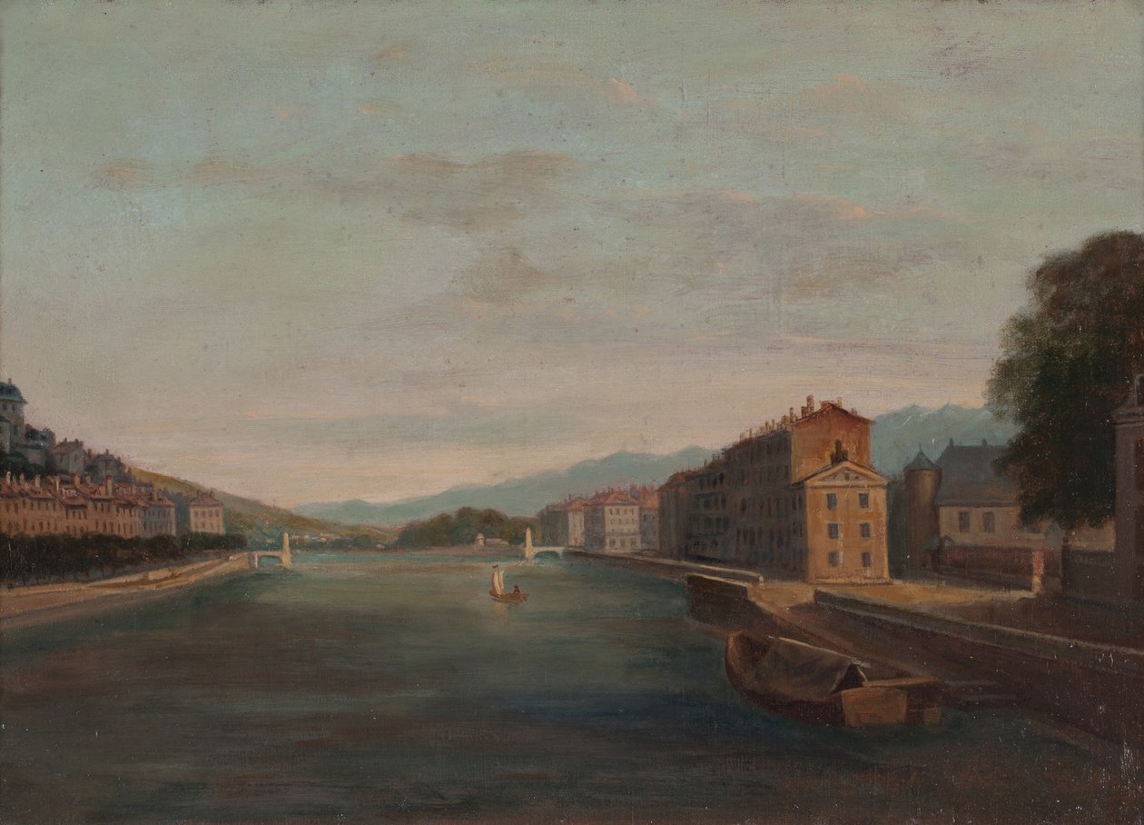 Banks of the Isère i Grenoble 1864 (Olje på lerret) av Unknown artist