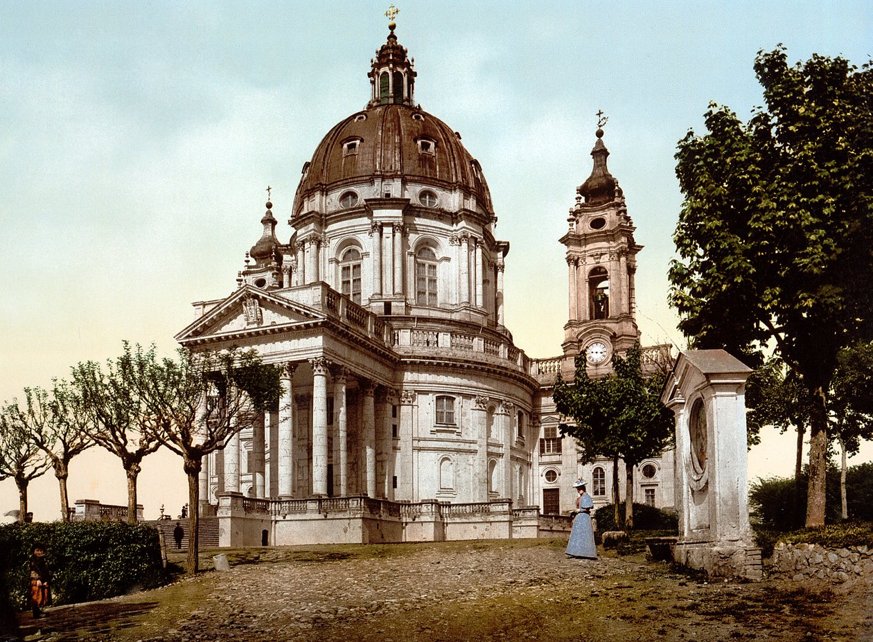 Basilica della Superga (Basilica of Superga) in Turin (Torino) in Italy in 1890 av Unknown artist