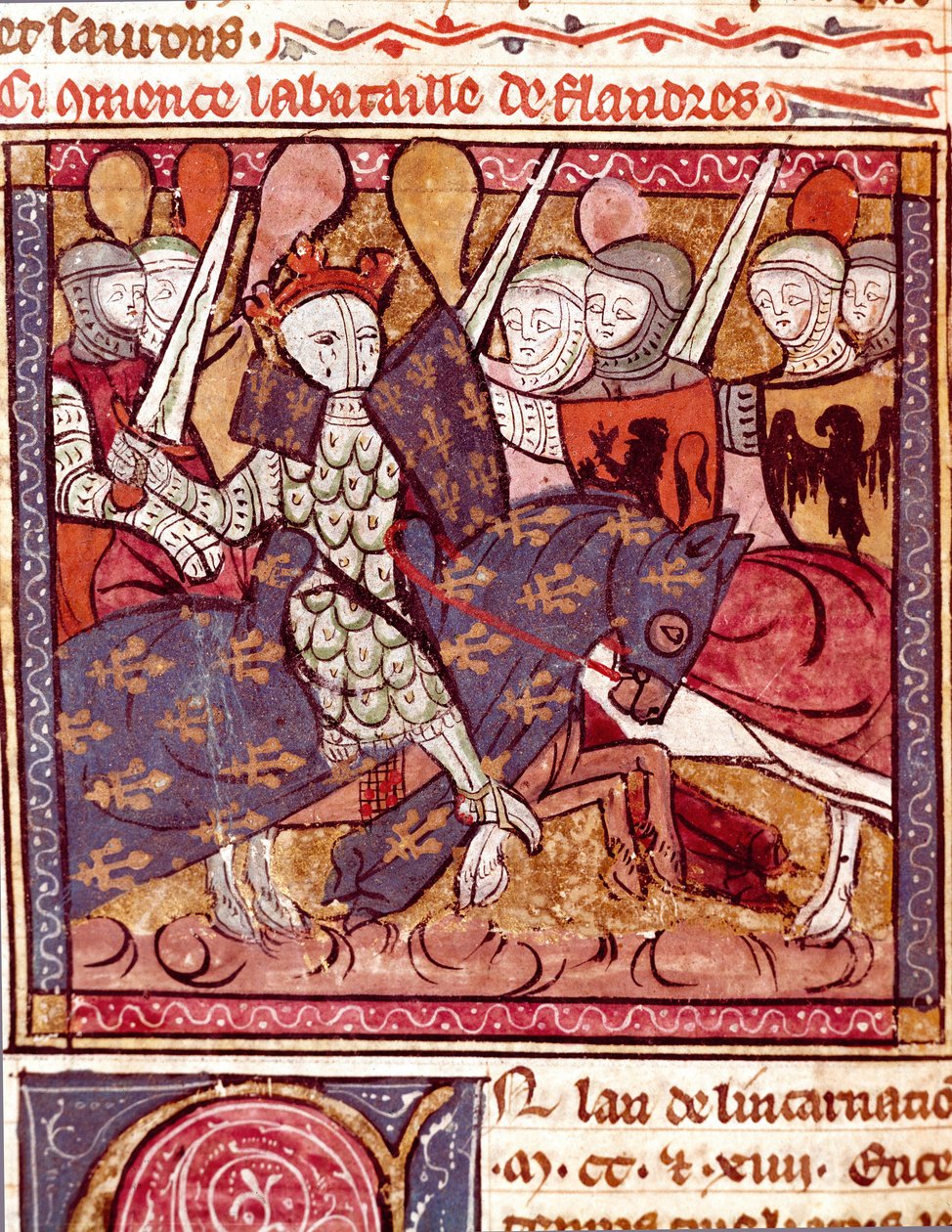 Slaget ved Flandern miniatyr fra "" Grandes Chronicles de France"" 1375-1379 kommunale bibliotek, Castres av Unknown artist