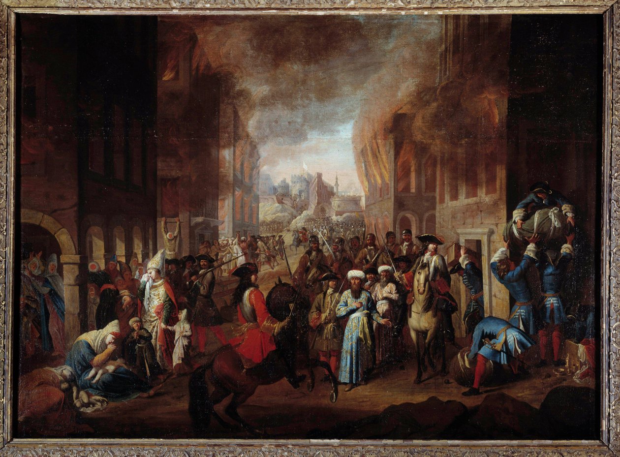 Slaget ved Wien: "Tyrkernes overgivelse ved beleiringen av Wien i september 1683" Seier for troppene til den kristne koalisjonen ledet av John III Sobieski, Leopolid I og Charles av Lorraine. Anonymt maleri av Nancy fra 1600-tallet, Musee histo av Unknown artist