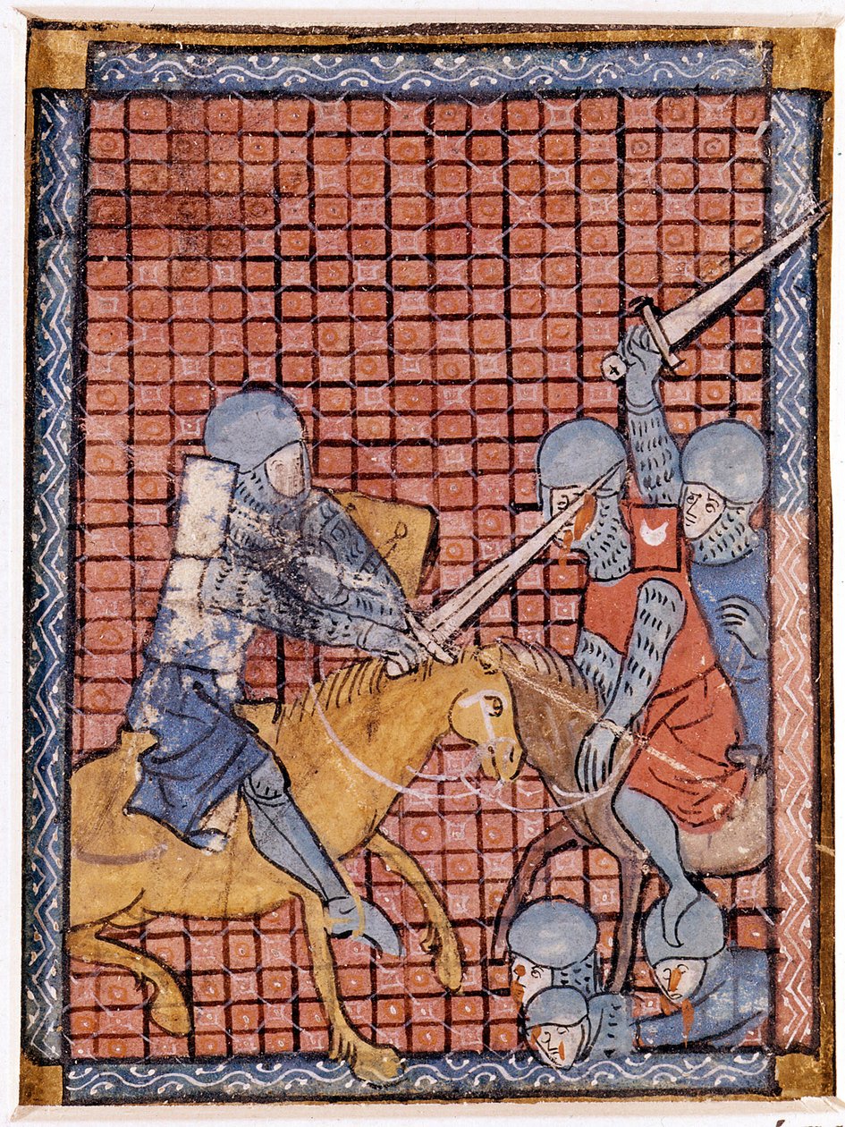Slaget om riddere. fransk manuskript. Tidlig på 1300-tallet. av Unknown artist