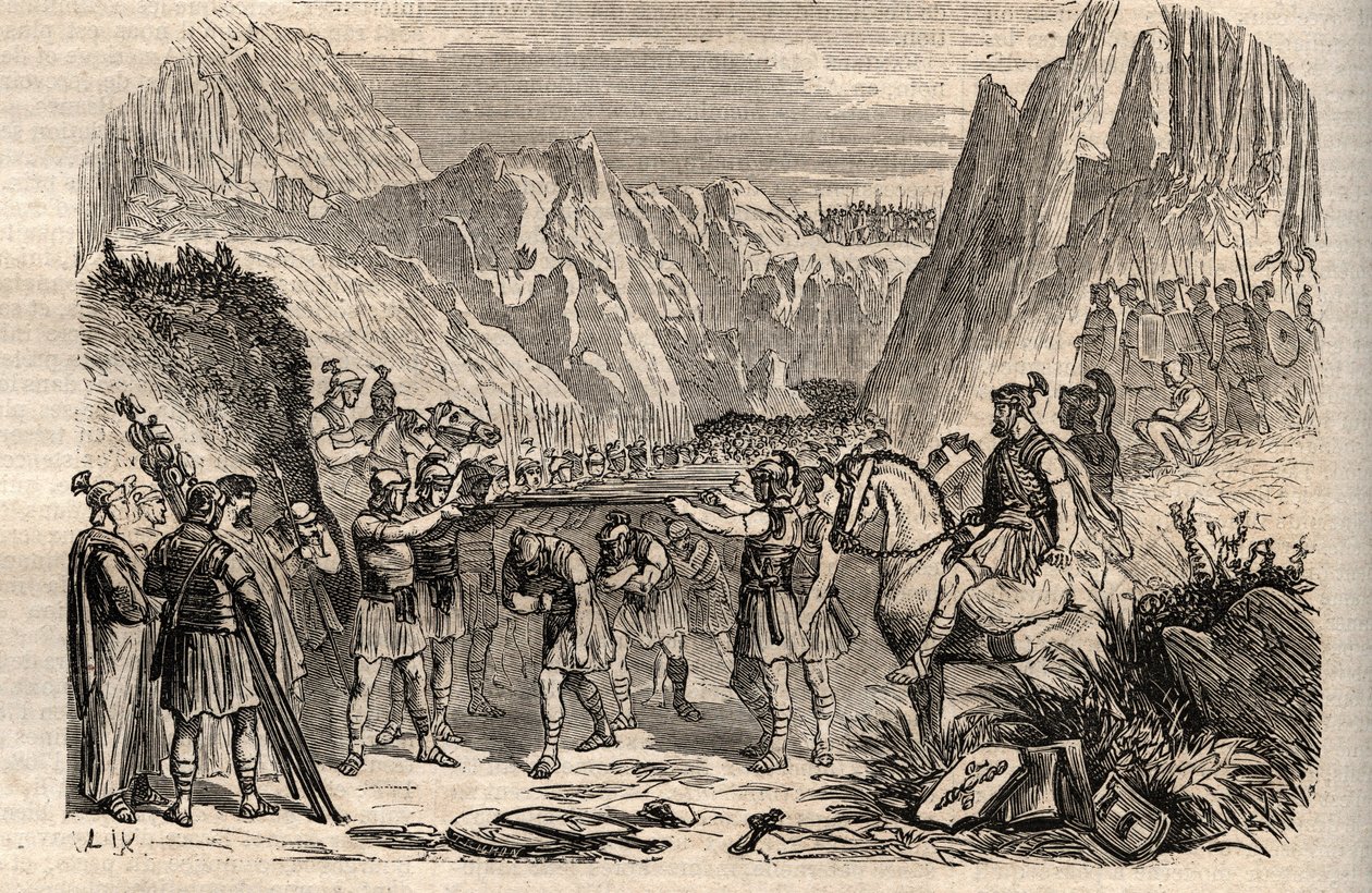 Battle of the Caudine Forks - Battle of the Caudine Forks (Furculae Caudinae) - 321 f.Kr. mellom romerne og samnittene under den andre samnittkrigen - Andre samnittkrig, slaget ved caudinegaflene i 321 f.Kr., den romerske armen til konsulene Tiberius Vetu av Unknown artist