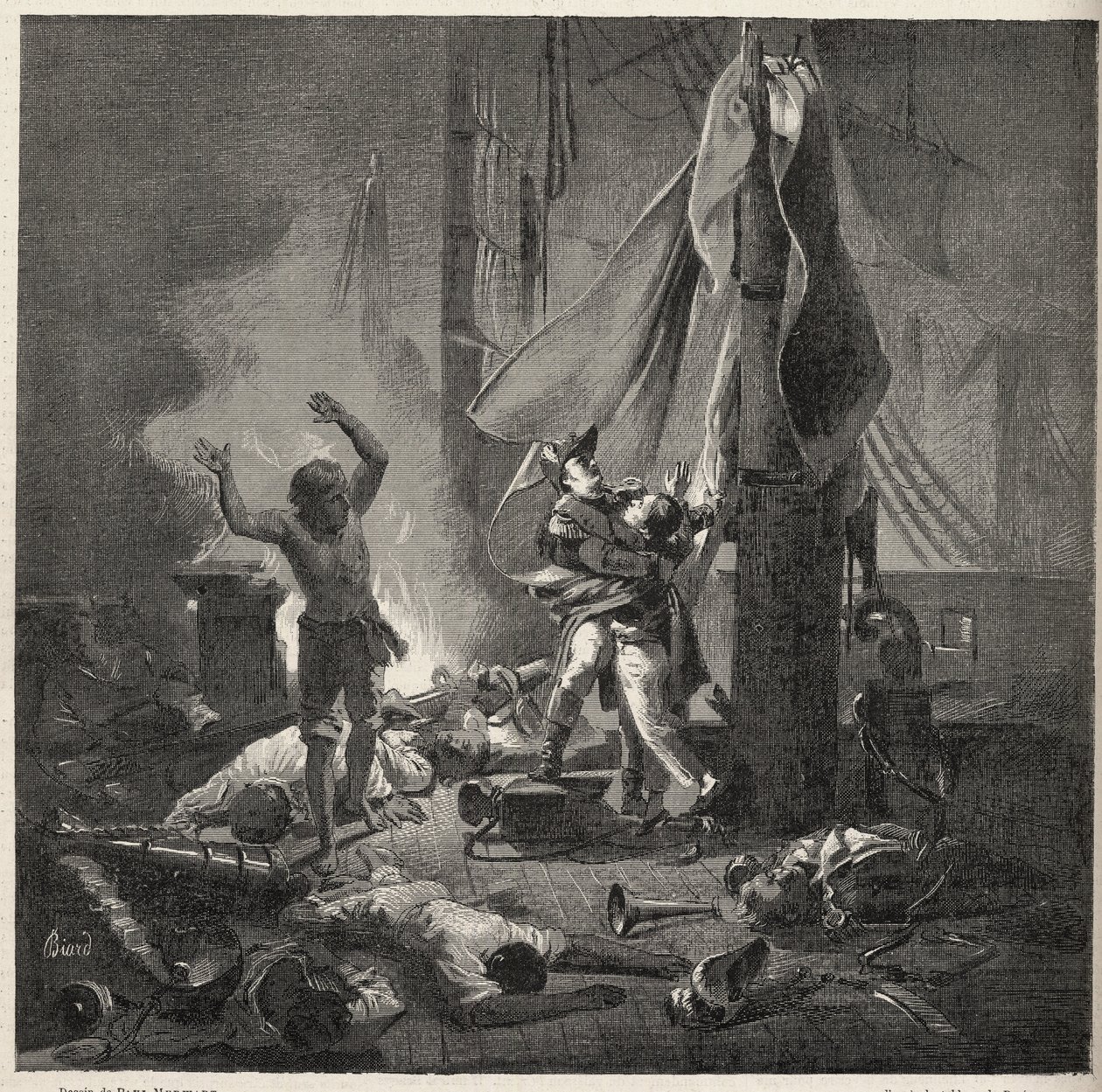 Slaget ved Nilen - Slaget ved Aboukir - Luce og Giocante de Casabiancas død (Luc-Julien-Joseph Casabianca av Unknown artist
