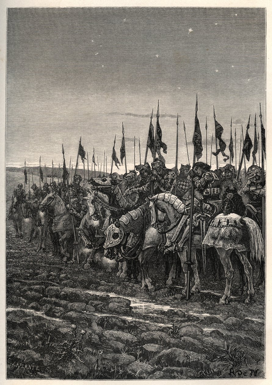 Før slaget ved Agincourt - 100 års krig: Slaget ved Azincourt (Pas-de-Calais) 25. oktober av Unknown artist