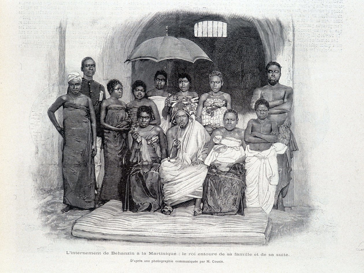 Behanzins internering på Martinique: kongen omgitt av familien og suiten hans av Unknown artist