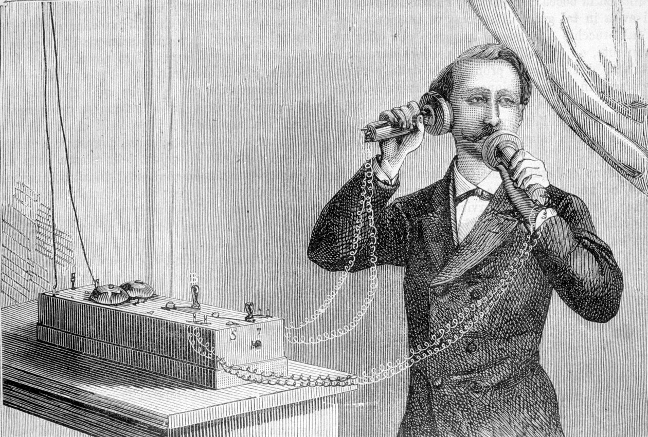 Bells telefon. 1800-talls gravering. av Unknown artist