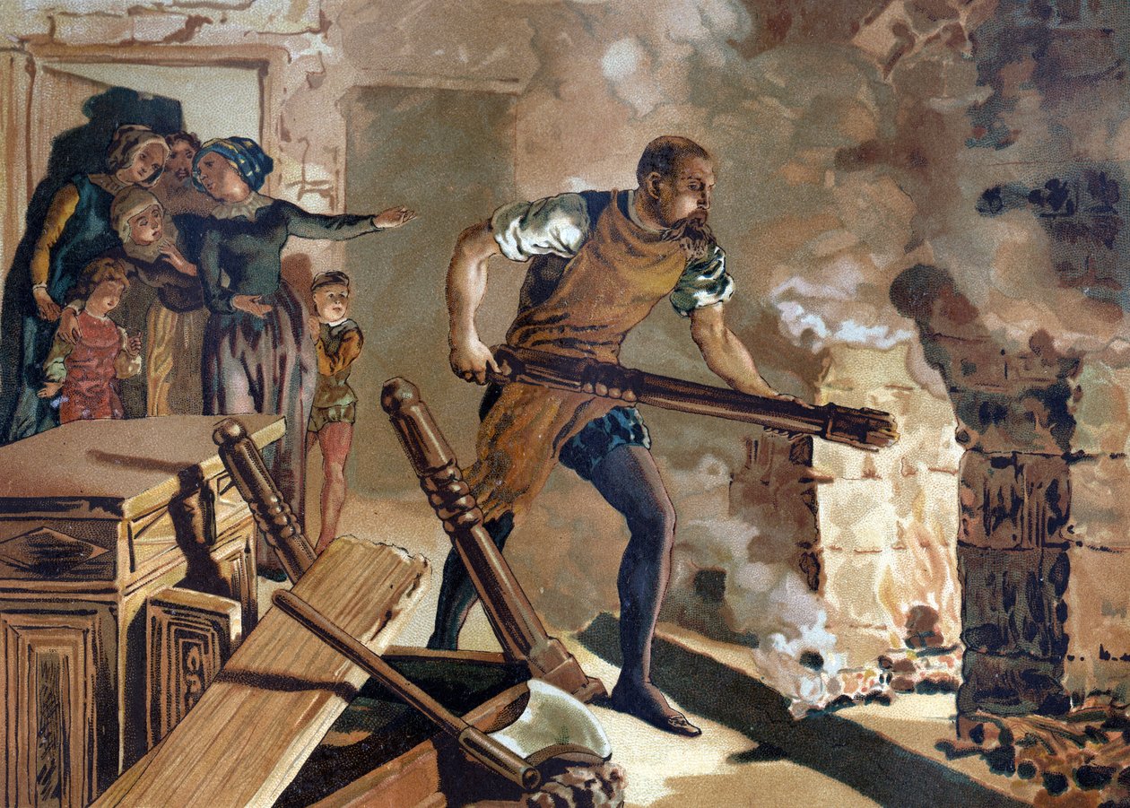 Bernard Palissy (1510-1589), keramiker, fransk som jobber med sammensmeltingen av emaljene hans. av Unknown artist