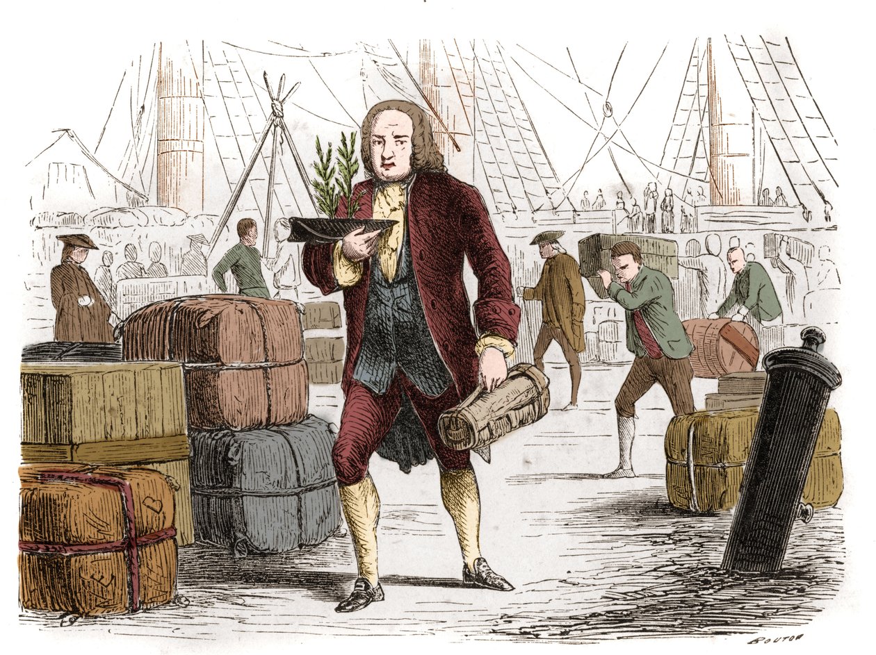 Bernard de Jussieu (1699-1777), fransk botaniker som brakte to cedres fra Libanon fra England i 1734. Gravering fra 1861. av Unknown artist