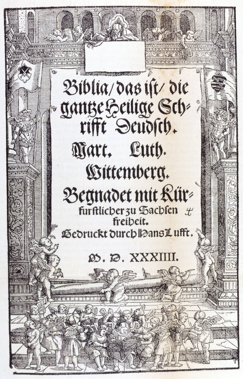 Luthers bibel. Frontispice av Unknown artist