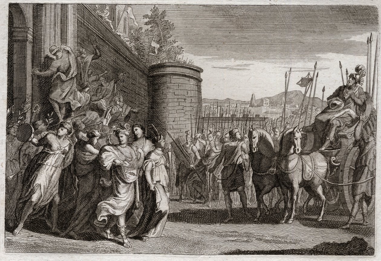Bibelen til Royaumont, Det gamle testamente: Jephte ofrer datteren sin. Jephte, en av dommerne i Israel sverget å ofre til Gud den første personen som ville komme til ham etter hans seier mot ammonittene. Det var datteren hans. Illustrasjon fra 1811. av Unknown artist