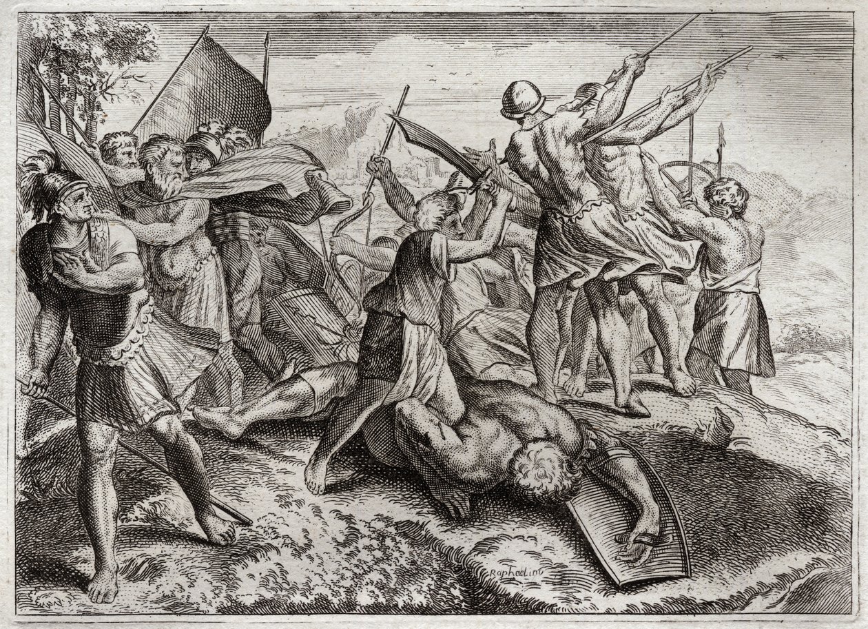 Bibelen til Royaumont, Det gamle testamente: Jonathas Pontiff. Jonathas (Jonathan) etterfølger sin bror Judas Machabee (Maccabee, Macabee) i spissen for opprøret mot selevicidene. Han vant flere seire. Diodot Tryphon overrasker ham til slutt med forræderi av Unknown artist
