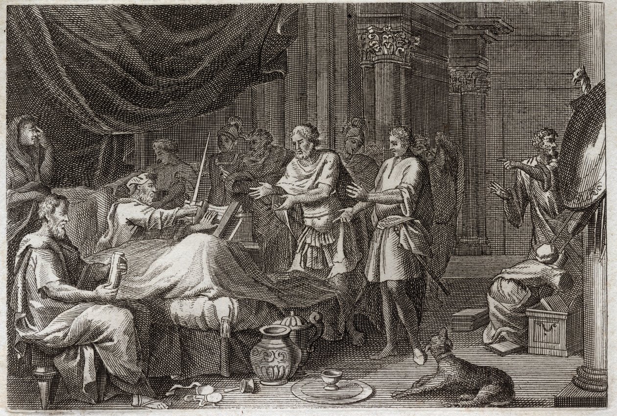 Bible of Royaumont, Old Testament: Judas Machabee. Judas Machabee (Maccabee, Macabee) succeeded his father Matathias (Mathathias, Mattathias) in the conduct of the army, and supported all the Jewish people against the oppression of the Seleucides. Illustra av Unknown artist
