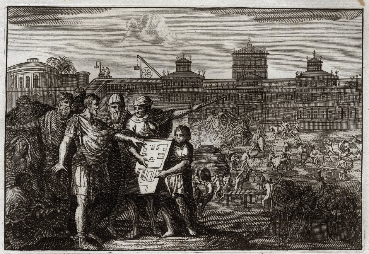 Bibelen til Royaumont, Det gamle testamente: Kong Kyros. Kyros II den store, konge av Persia, og siden fra Babylon, etter å ha visst at det var blitt forutsagt av profetene at det ville være han som ville få Jerusalems tempel til å gjøre opprør, gir makt t av Unknown artist