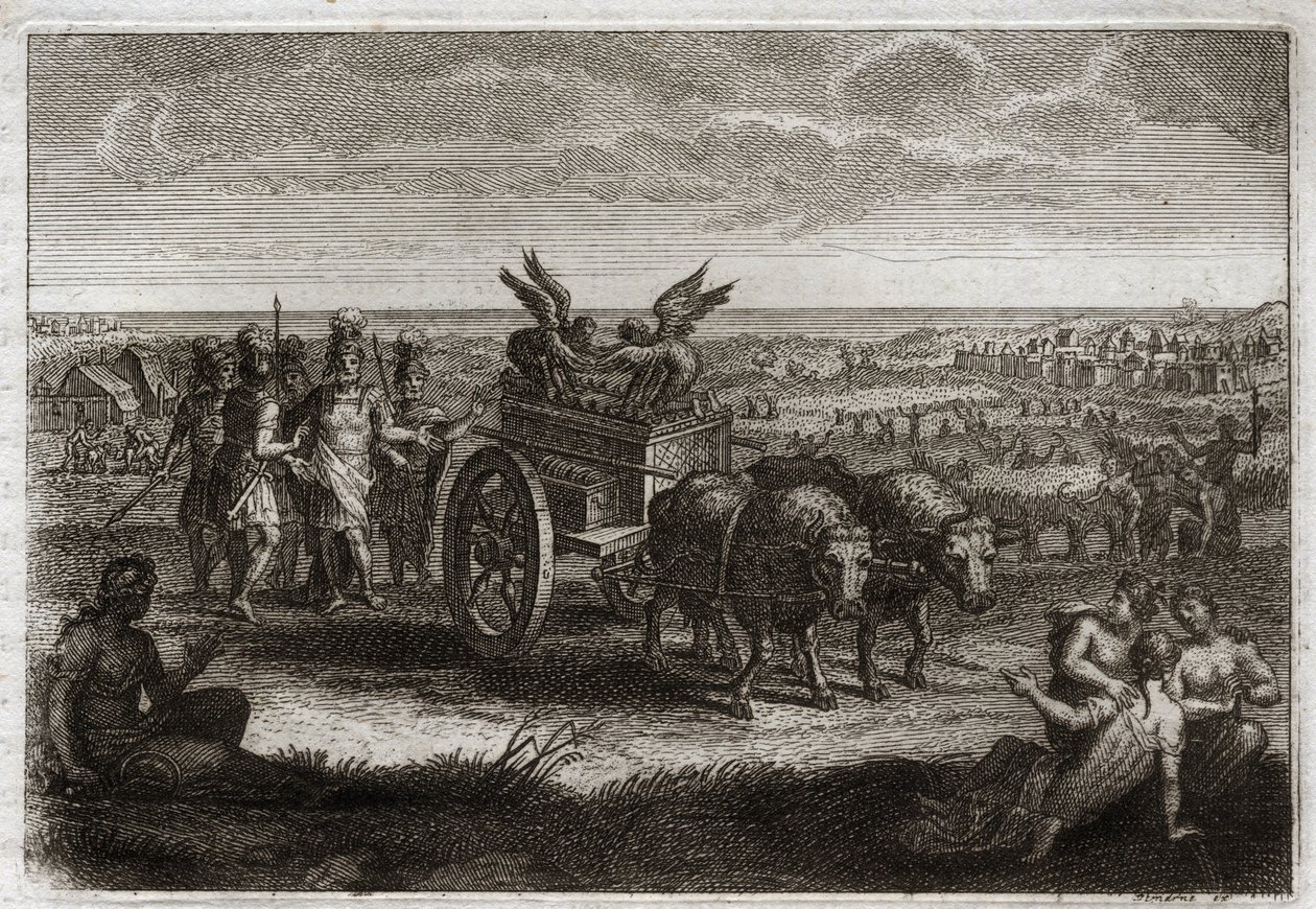 Bibelen til Royaumont, Det gamle testamente: Arken kom tilbake. Filisterne sender Paktens Ark tilbake til Judee for å unngå ondskapen den påførte dem hver dag. Illustrasjon fra 1811. av Unknown artist