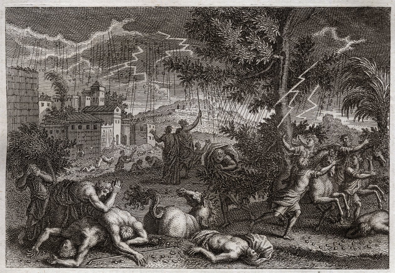 Bibelen til Royaumont, Det gamle testamente: De ti sårene i Egypt. Illustrasjon av 1811. av Unknown artist