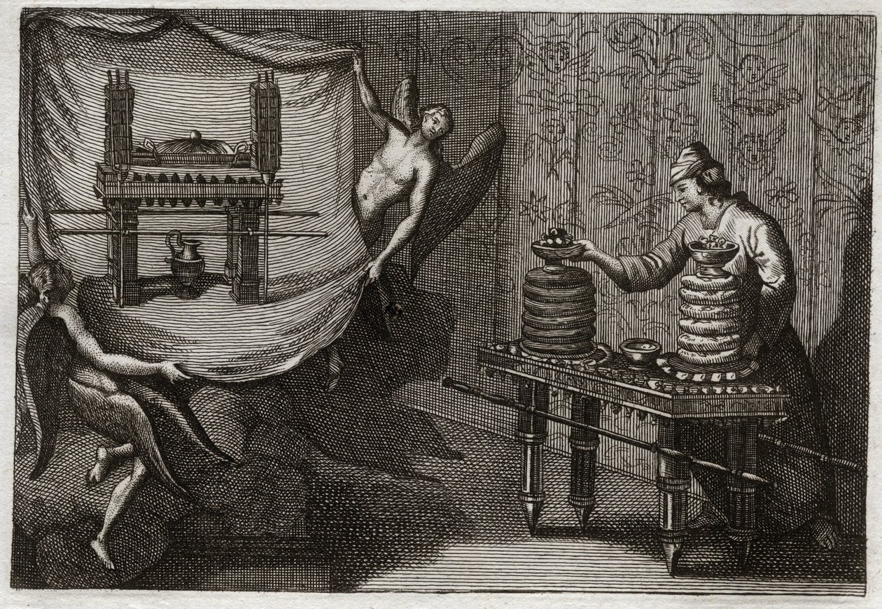 Bible of Royaumont, Old Testament: The table of proposal loaves in the Tabernacle. Illustration from 1811. av Unknown artist