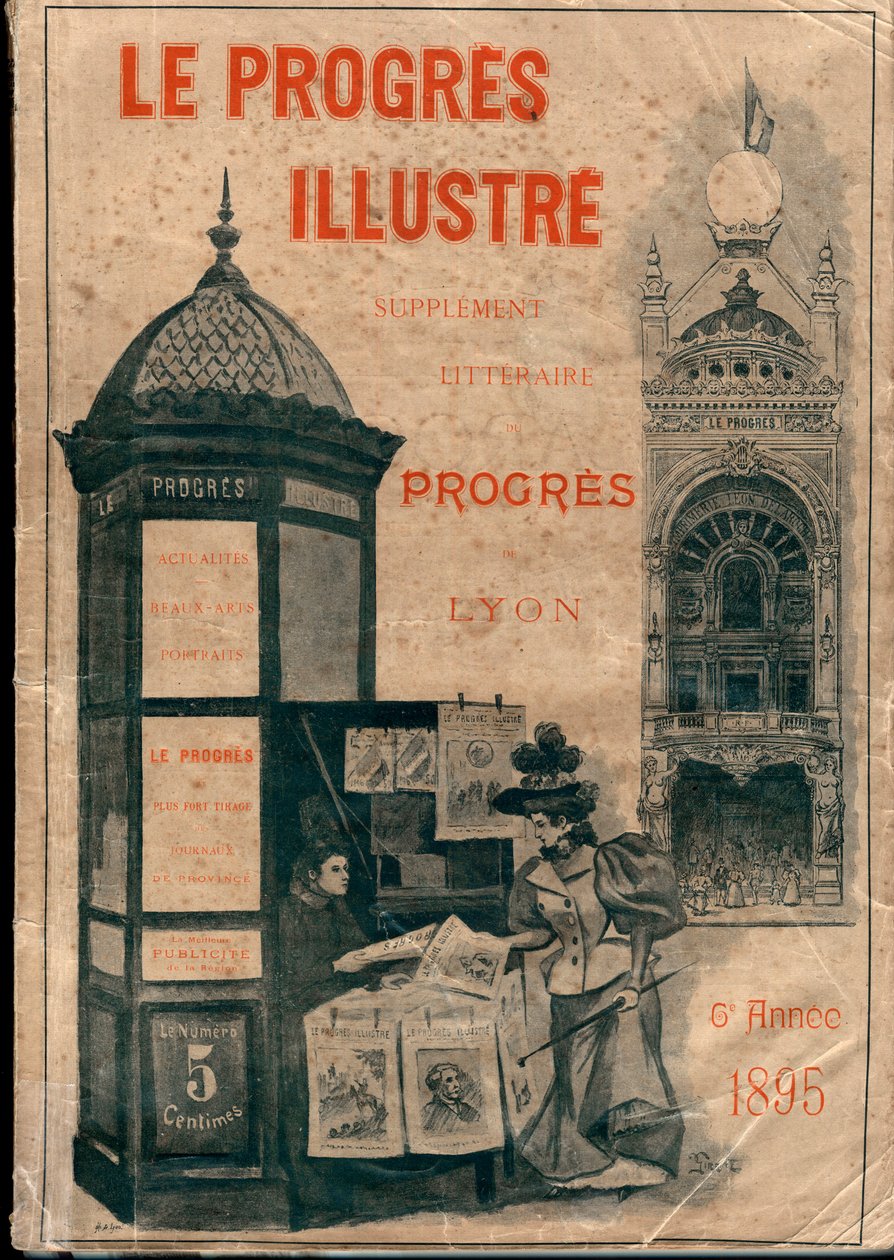Binding av ""Le Progres illustré"" litterært supplement til Lyons fremgang i 1895 (Morris Column) av Unknown artist