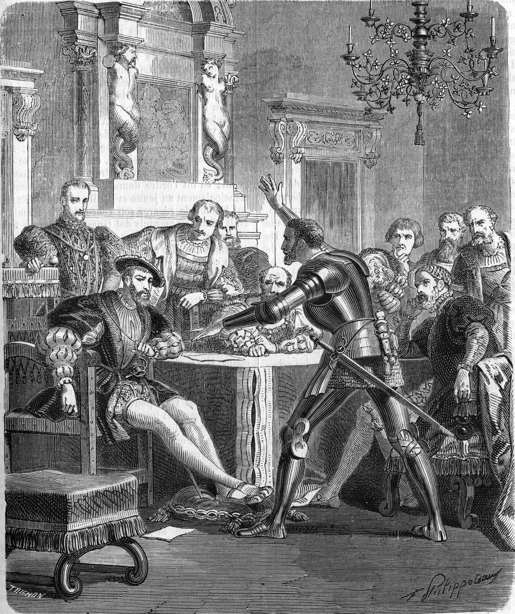 Blaise de Monluc (1502-1577), Marshal of France at the court of Francois 1st. Engraving of the 19th century. av Unknown artist