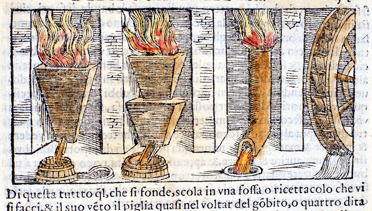 Masovn - i "Pirotechnica" i Biringuccio av Unknown artist