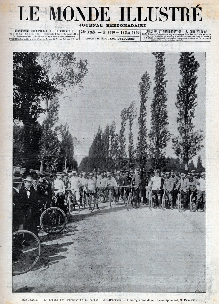 Bordeaux - the start of the Paris-Bordeaux race - cover of “The Illustrous World” of 1895 - av Unknown artist