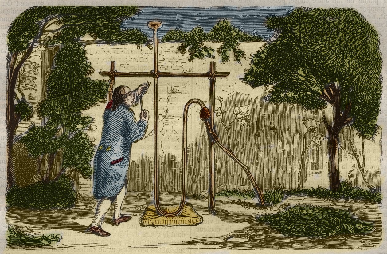 Botany: experience of Stephen Hales (1677-1761) on the ascent force of the seve in 1727. Engraving from 1859 in “” Le Musee Des Sciences”” av Unknown artist