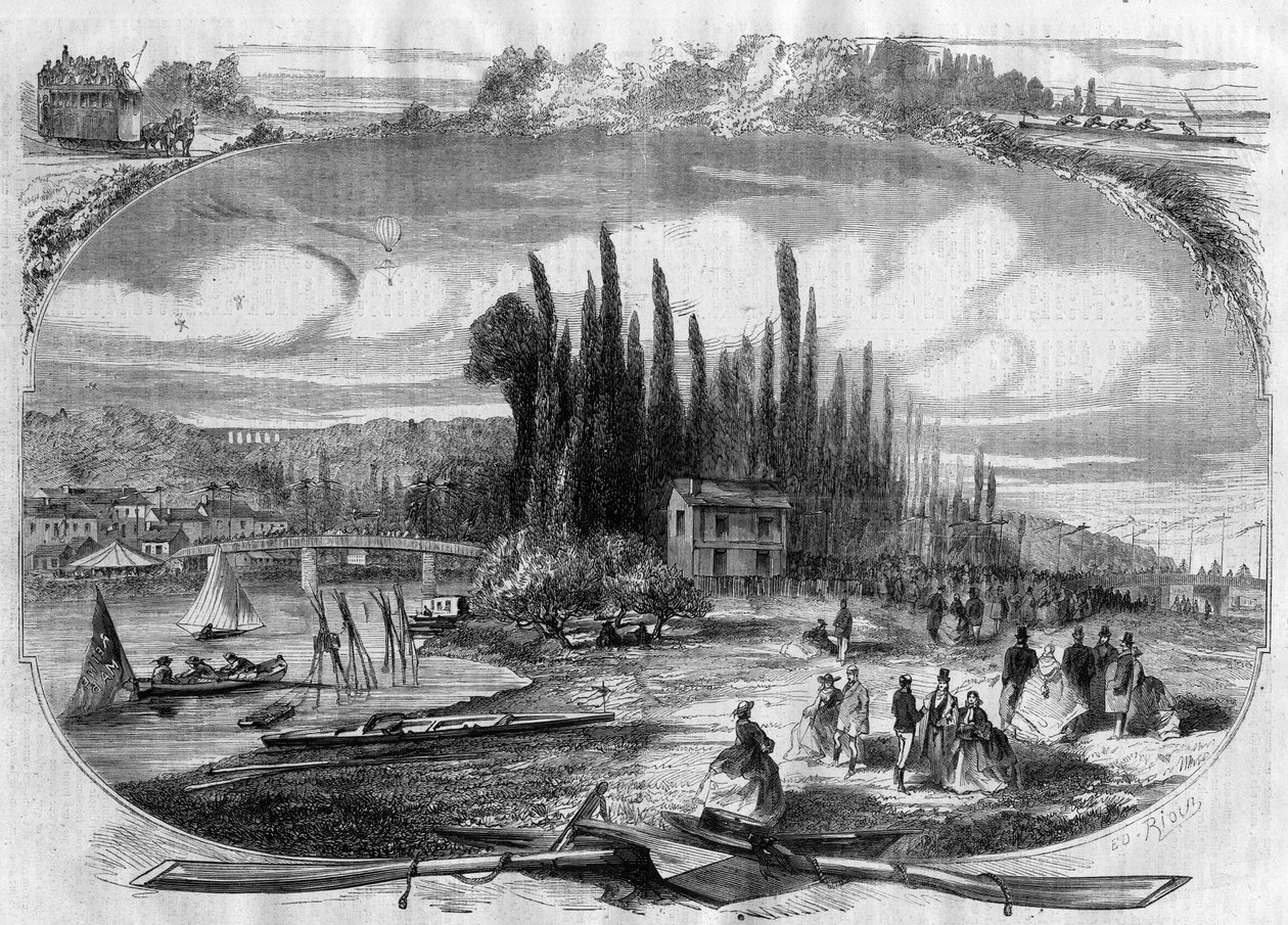 Bougival (Yvelines) Bredden av Seinen i 1868 av Unknown artist