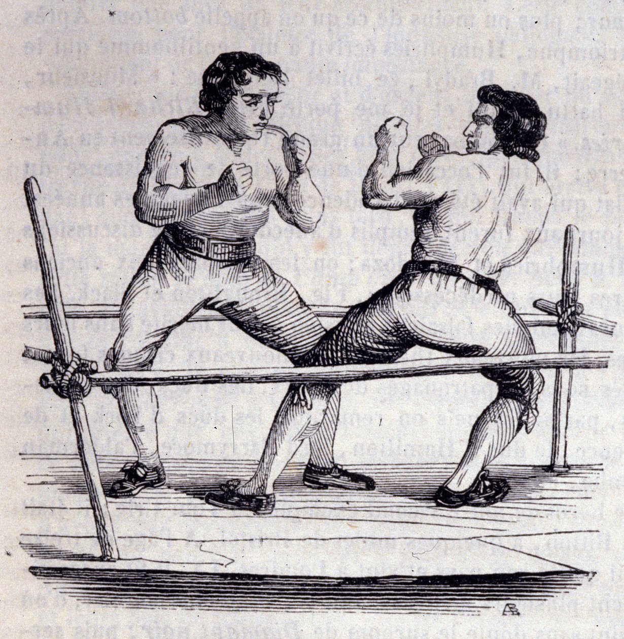 Bokserne Daniel Mendoza (1764-1836) og Richard Humphries (Humphreys) i 1790. Gravering av 1800-tallet av Unknown artist