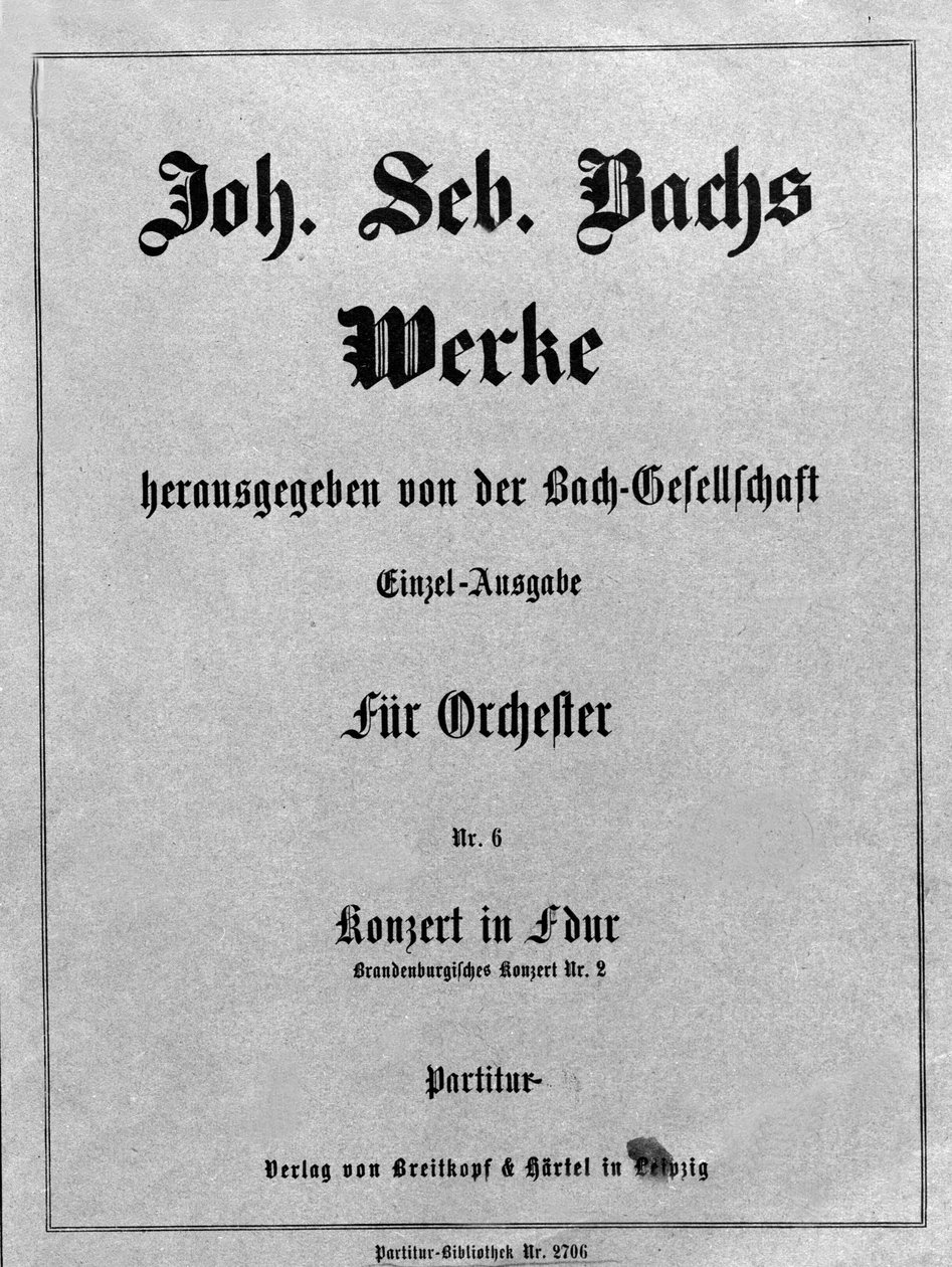 Brandenburg Concerto No. 2, frontispice av partituret av Johann Sebastian Bach (Johann Sebastian Bach av Unknown artist