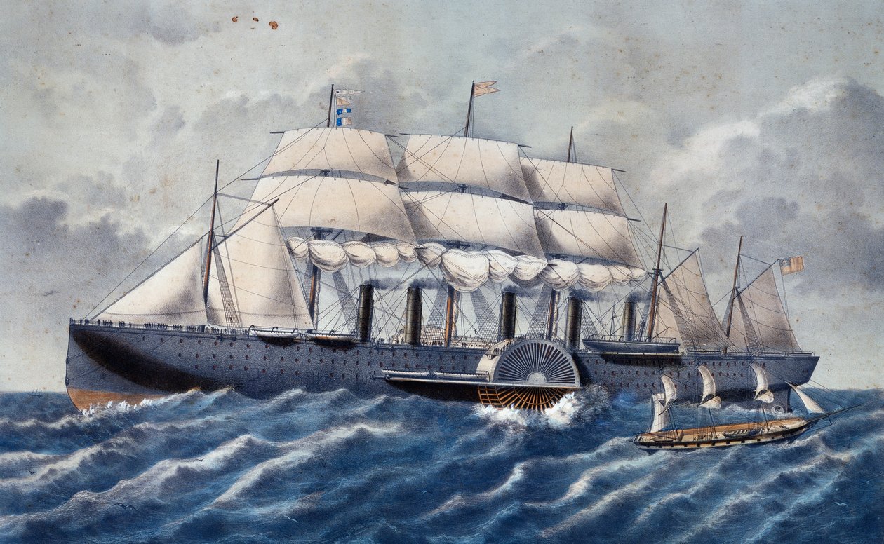 Britisk dampskip Great Eastern av Unknown artist