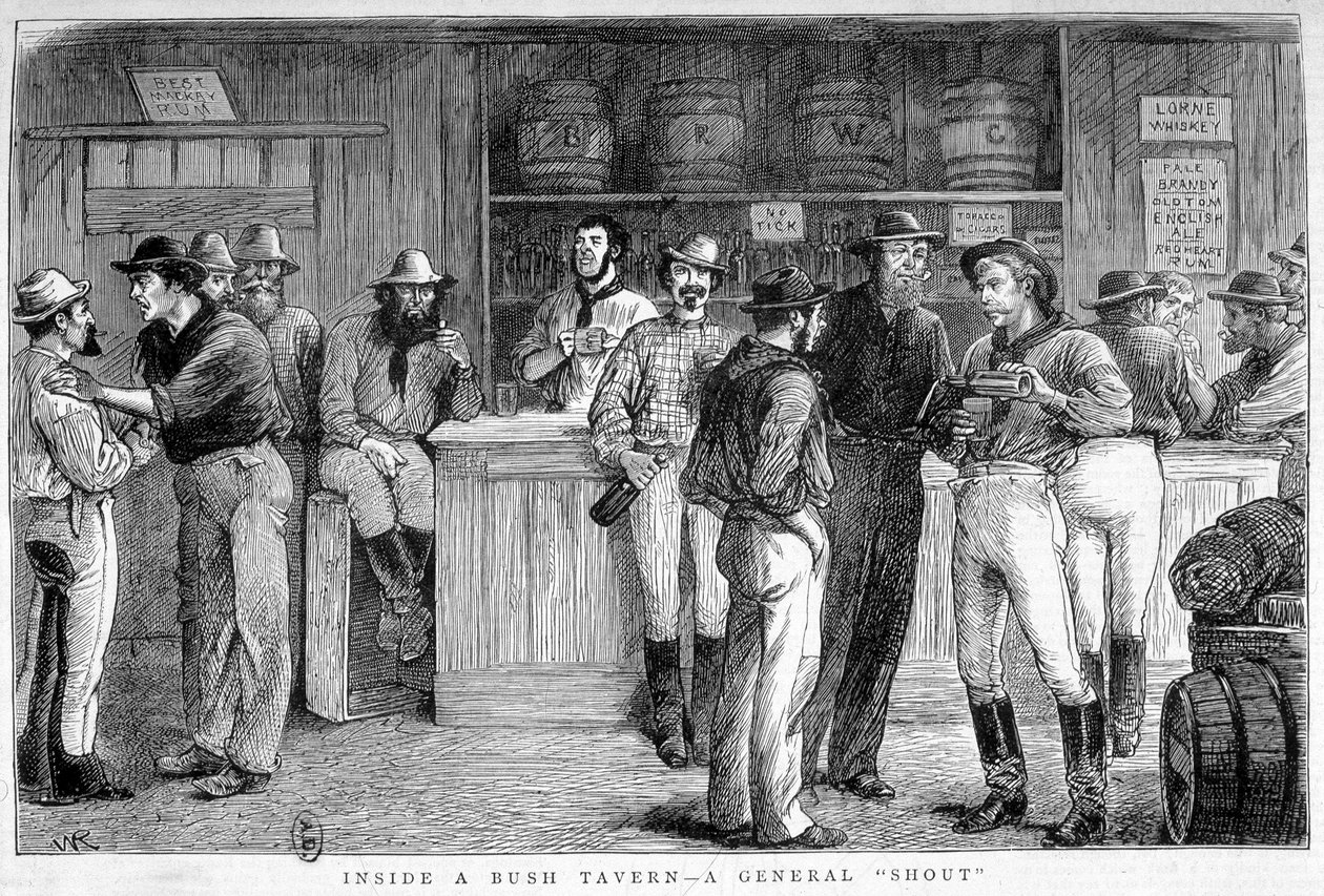 Bush taverna i Australia, rundt 1880. av Unknown artist