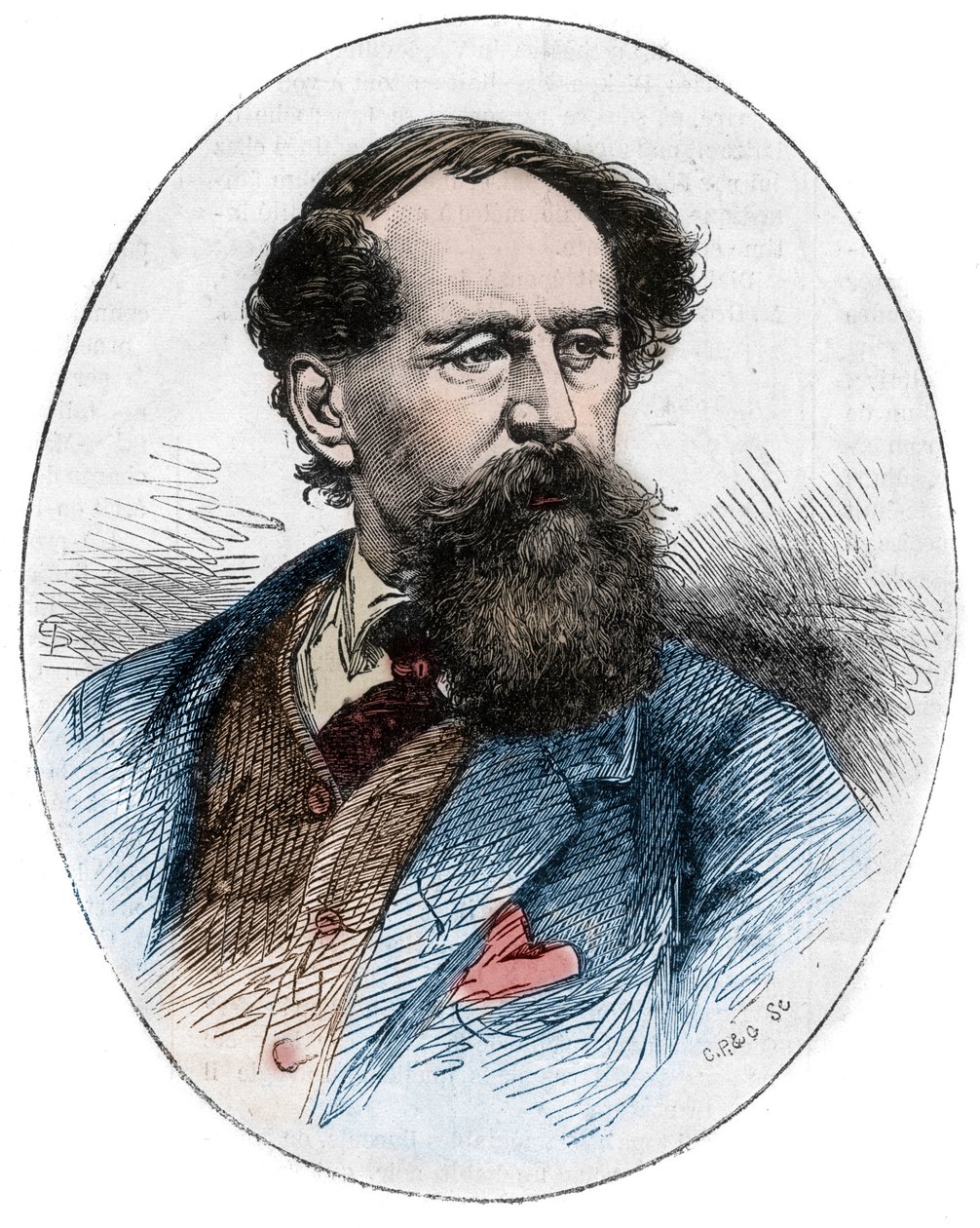 CHARLES DICKENS (1812-1870) - Engelsk romanforfatter - Portrett av den britiske forfatteren Charles Dickens (1812-1870) av Unknown artist