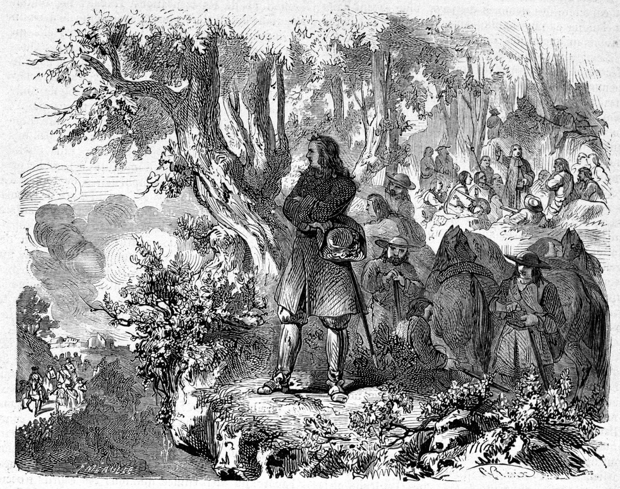 Camisards i Cevennes. 1800-talls gravering. av Unknown artist