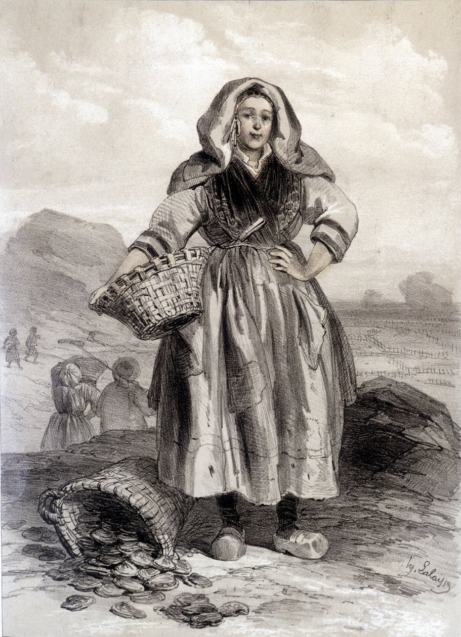 Cancale Oyster Fisherman - litografi av Unknown artist