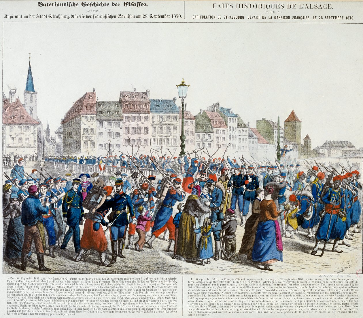 Kapitulasjon av Strasbourg og avgang fra den franske garnisonen, 28. september 1870 av Unknown artist