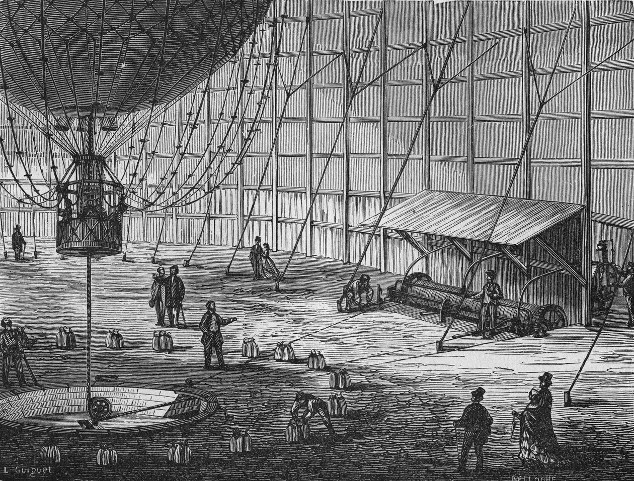 Fangeballong bygget av Henry Giffard i Tuileriehagen i 1878. I "Album de la Science" ", Éditions Jouvet av Unknown artist