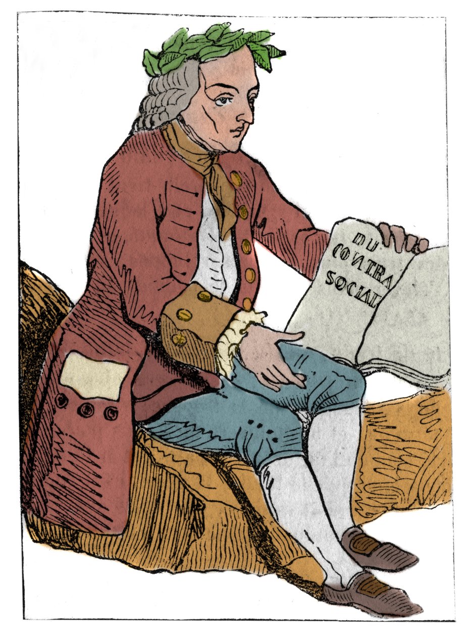 Kort å spille av Den franske republikk (1793) publisert i nasjonalkonvensjonen 21.09.1792, etter kongedømmenes fall: filosofens karakter under trekkene til Jean-Jacques (Jean Jacques) Rousseau "" til sosial kontrakt"" (1712-1778) av Unknown artist