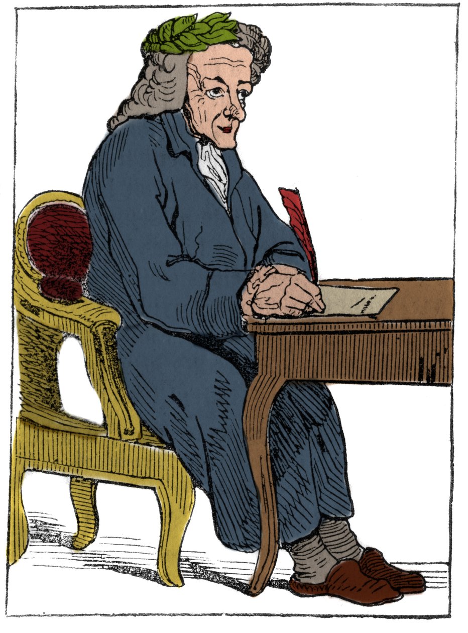 Kort å spille av Den franske republikk (1793) publisert i den nasjonale konvensjonen 21.09.1792, etter kongedømmenes fall: filosofens karakter under trekkene til den franske forfatteren og filosofen Francois-Marie Arouet dit Voltaire ( Franco av Unknown artist
