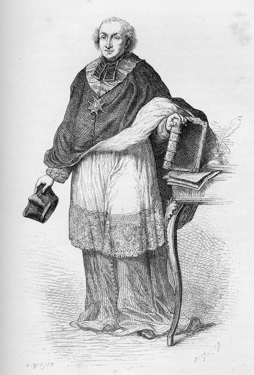 Kardinal Etienne-Charles de Lomenie de Brienne - Etienne de Lomenie de Brienne (1727-1794), fransk prelat og politiker - - gravering fra "" Frankrikes historie fortalt til mine barnebarn" - av Francois Guizot - 1872-1876 av Unknown artist