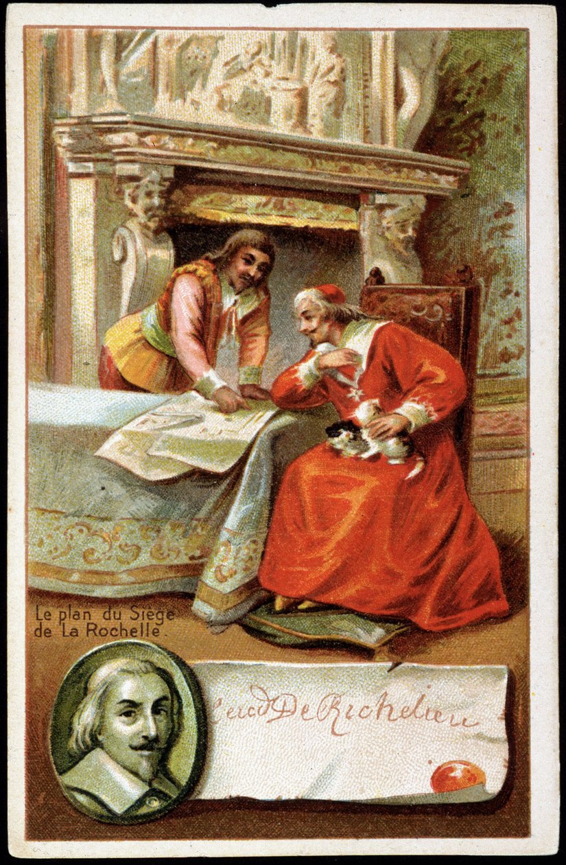 Kardinal Richelieu og planen for beleiringen av La Rochelle (1627 - 1628) av Unknown artist