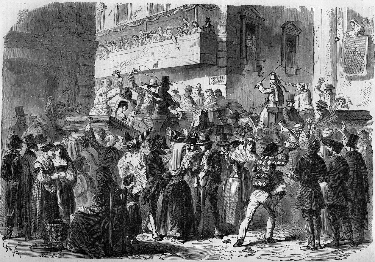 Carnival of Roma basert på en tegning av Gierdziejewskiego i 1858. av Unknown artist