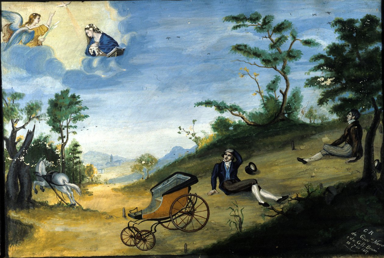 Vognulykke. Ex voto fra 1827 fra helligdommen til Madonna delle Grazie i Monza. av Unknown artist
