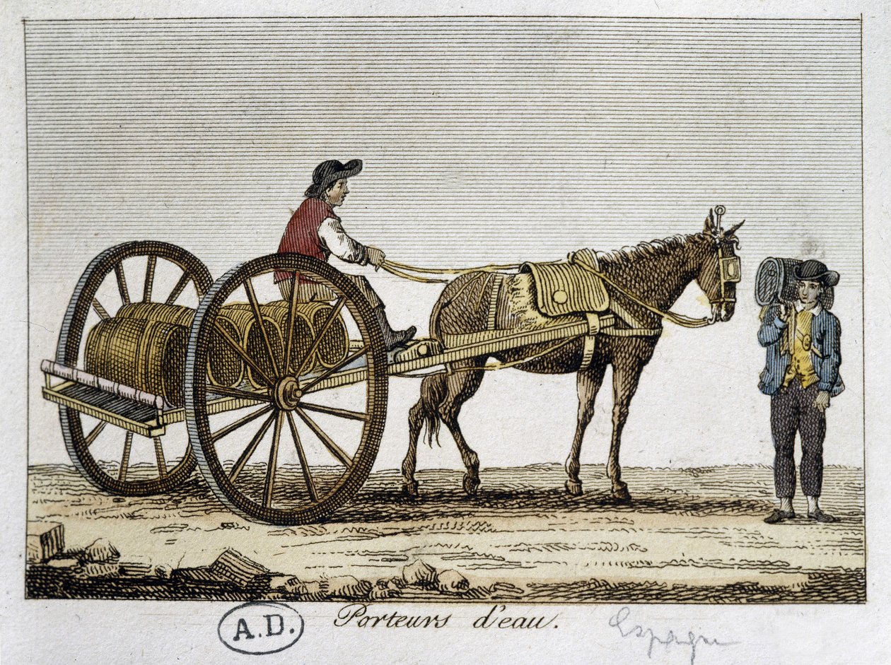 Kjerre og vannbærer i Spania - 1800-tallet av Unknown artist