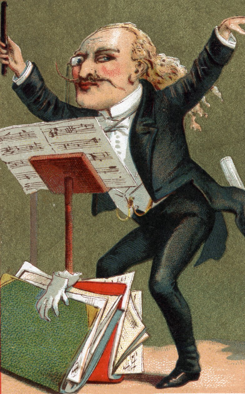 Tegneserie av en dirigent på slutten av 1800-tallet. av Unknown artist